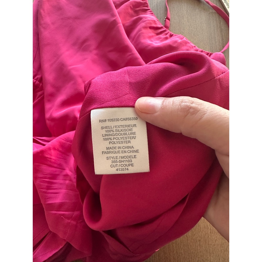 Joie Hot Pink 100% Silk Sleeveless Romper Adjustable Waist Pocket - Picture 8 of 9